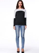 Casual Round Neck Polka Dot Batwing Long Sleeve T-Shirt Casual Round Neck Polka Dot Batwing Long Sleeve T-Shirt