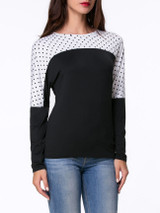 Casual Round Neck Polka Dot Batwing Long Sleeve T-Shirt Casual Round Neck Polka Dot Batwing Long Sleeve T-Shirt