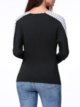 Casual Round Neck Polka Dot Batwing Long Sleeve T-Shirt Casual Round Neck Polka Dot Batwing Long Sleeve T-Shirt