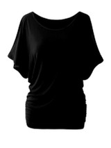 Casual Open Shoulder Concise Plain Batwing Short Sleeve T-Shirt