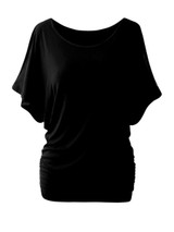 Casual Open Shoulder Concise Plain Batwing Short Sleeve T-Shirt