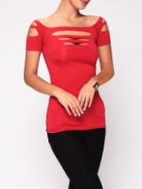 Casual Hollow Out Plain Short Sleeve T-shirt Casual Hollow Out Plain Short Sleeve T-shirt