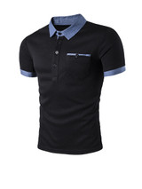 Casual Simple Polo Collar Contrast Trim T-Shirt