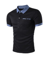 Casual Simple Polo Collar Contrast Trim T-Shirt