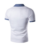 Casual Simple Polo Collar Contrast Trim T-Shirt