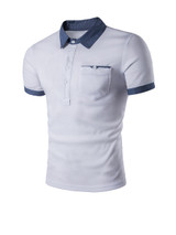 Casual Simple Polo Collar Contrast Trim T-Shirt