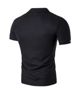 Casual Office Polo Collar Patch Pocket Striped T-Shirt