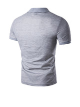 Casual Office Polo Collar Patch Pocket Striped T-Shirt