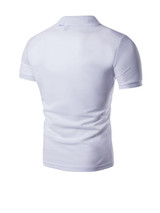Casual Office Polo Collar Patch Pocket Striped T-Shirt