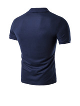 Casual Office Polo Collar Patch Pocket Striped T-Shirt