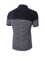 Casual Classic Polo Collar Color Block Striped T-Shirt