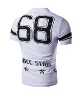 Casual Stylish Polo Collar Number Star Striped T-Shirt