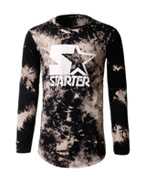 Casual Long Sleeve Crew Neck Letters Star Tie/Dye T-Shirt