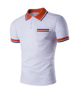 Casual Simple Polo Collar Contrast Striped Trim T-Shirt