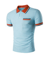 Casual Simple Polo Collar Contrast Striped Trim T-Shirt