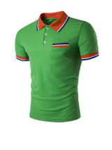 Casual Simple Polo Collar Contrast Striped Trim T-Shirt