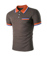 Casual Simple Polo Collar Contrast Striped Trim T-Shirt