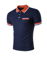Casual Simple Polo Collar Contrast Striped Trim T-Shirt