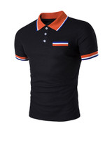 Casual Simple Polo Collar Contrast Striped Trim T-Shirt