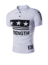 Casual Stylish Polo Collar Color Block Letters Star T-Shirt
