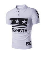 Casual Stylish Polo Collar Color Block Letters Star T-Shirt