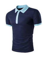 Casual Polo Collar Contrast Trim T-Shirt