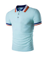 Casual Classic Polo Collar Contrast Stripe Trim T-Shirt