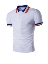 Casual Classic Polo Collar Contrast Stripe Trim T-Shirt