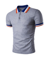 Casual Classic Polo Collar Contrast Stripe Trim T-Shirt