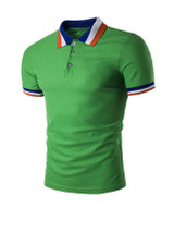 Casual Classic Polo Collar Contrast Stripe Trim T-Shirt