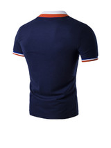 Casual Classic Polo Collar Contrast Stripe Trim T-Shirt