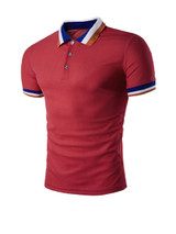 Casual Classic Polo Collar Contrast Stripe Trim T-Shirt
