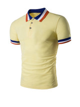 Casual Classic Polo Collar Contrast Stripe Trim T-Shirt