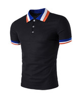 Casual Classic Polo Collar Contrast Stripe Trim T-Shirt