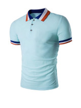 Casual Classic Polo Collar Contrast Stripe Trim T-Shirt
