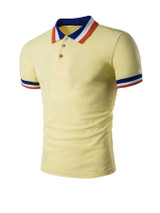 Casual Classic Polo Collar Contrast Stripe Trim T-Shirt