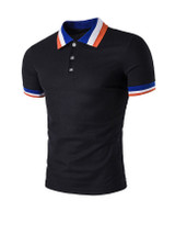 Casual Classic Polo Collar Contrast Stripe Trim T-Shirt