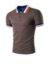 Casual Classic Polo Collar Contrast Stripe Trim T-Shirt