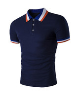Casual Classic Polo Collar Contrast Stripe Trim T-Shirt