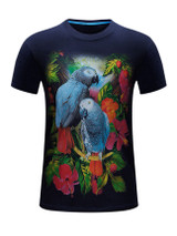 Casual Crew Neck Floral Bird Printed T-Shirt