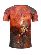 Casual Fashionable Round Neck 3D Tree Galaxy Printed T-Shirt