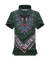 Casual Polo Collar Short Sleeve Retro Printed T-Shirt