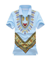 Casual Polo Collar Short Sleeve Retro Printed T-Shirt