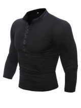 Casual Band Collar  Contrast Trim Single Breasted T-Shirt