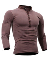 Casual Band Collar  Contrast Trim Single Breasted T-Shirt