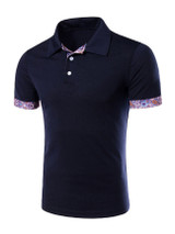 Casual Polo Collar Stylish Contrast Trim T-Shirt Casual Polo Collar Stylish Contrast Trim T-Shirt