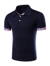Casual Polo Collar Stylish Contrast Trim T-Shirt Casual Polo Collar Stylish Contrast Trim T-Shirt
