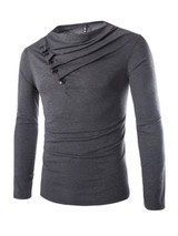 Casual Men's Plain Decorative Buttons T-Shirt