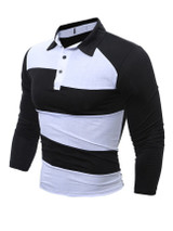 Casual Polo Collar Color Block Striped T-Shirt