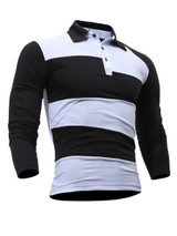 Casual Polo Collar Color Block Striped T-Shirt